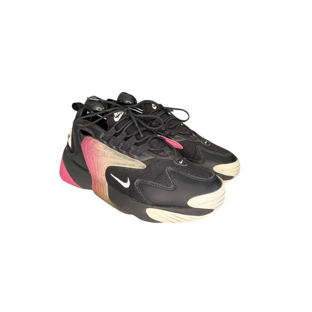 Womens Nike Air Zoom 2K Black Lace-Up Low Top Running Sneaker Shoes Size 9